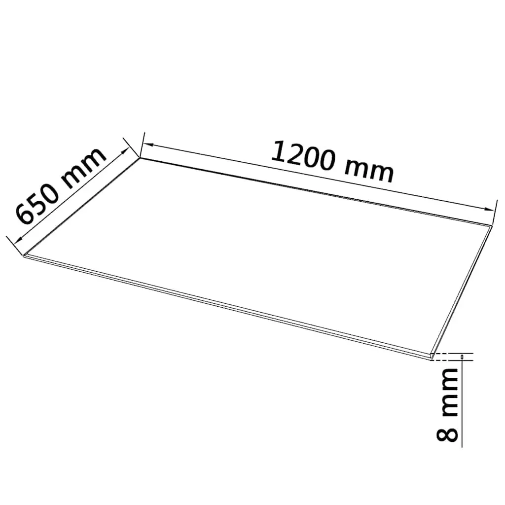 Tempered Glass Table Top Rectangular Clear 1200x650mm