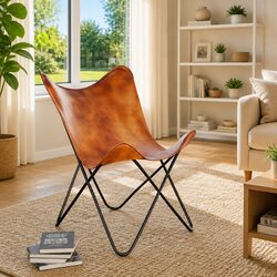 Your Comfortable Vintage Brown Leather Butterfly Chair Awaits