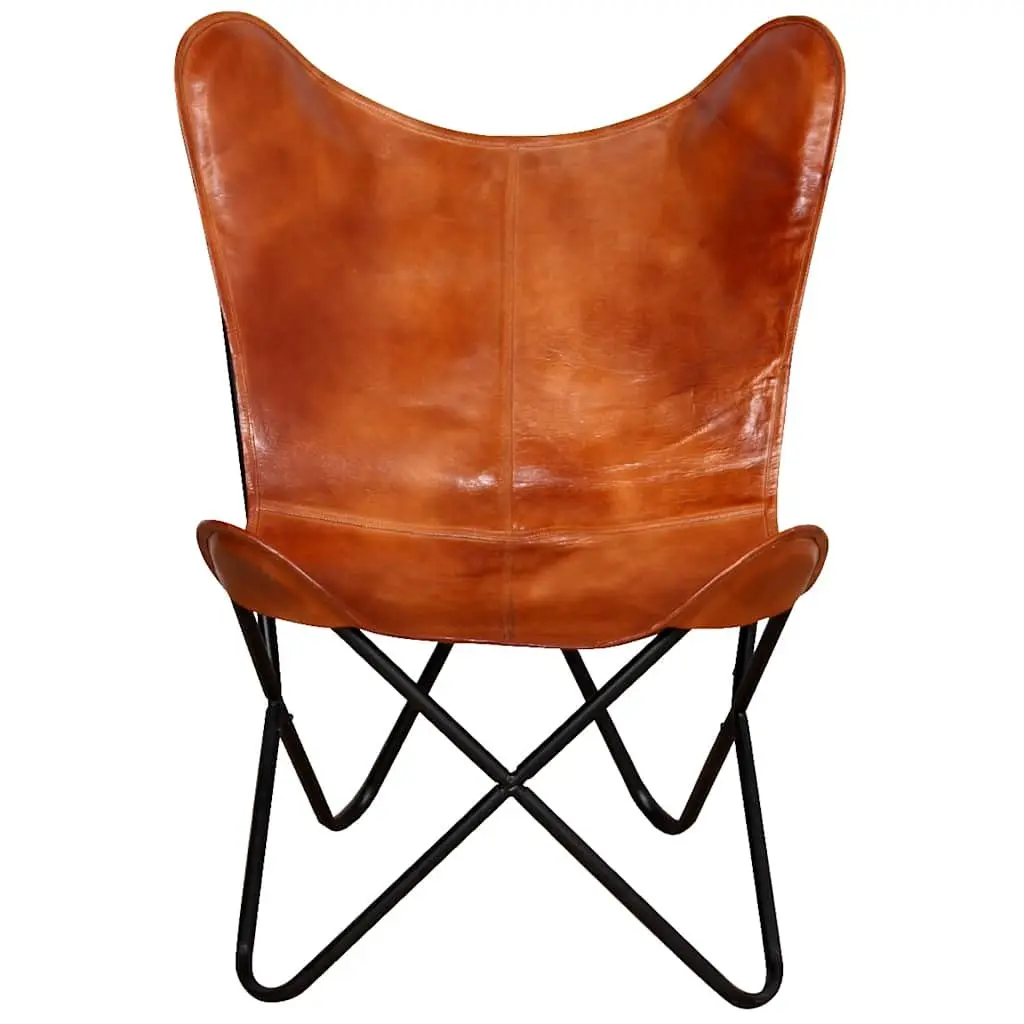 Butterfly Chair Vintage Real Leather Brown Lounge Armchair