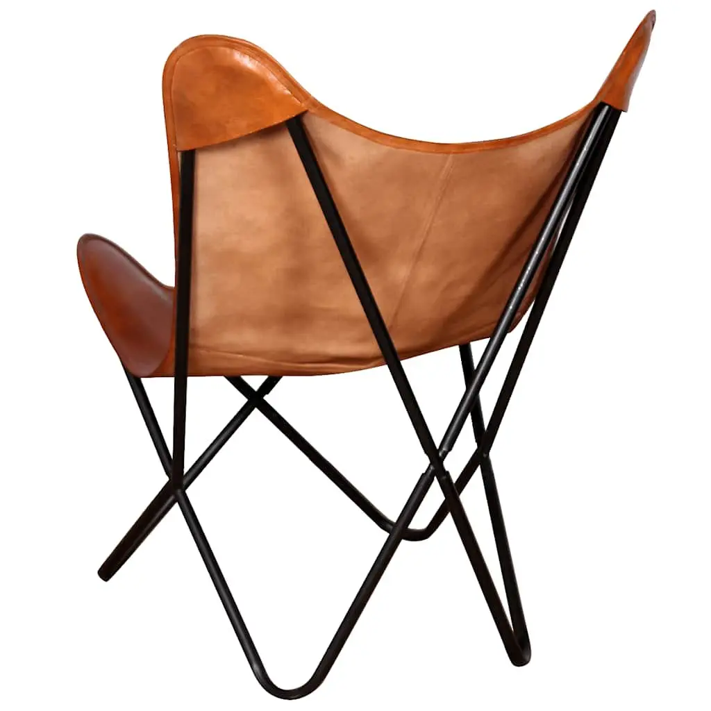 Butterfly Chair Vintage Real Leather Brown Lounge Armchair