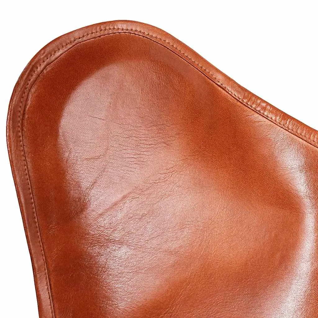 Butterfly Chair Vintage Real Leather Brown Lounge Armchair