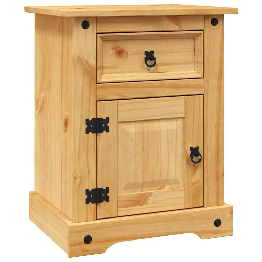 Bedside Cabinet Mexican Pine Corona Style Brown Wooden Nightstand Side Table