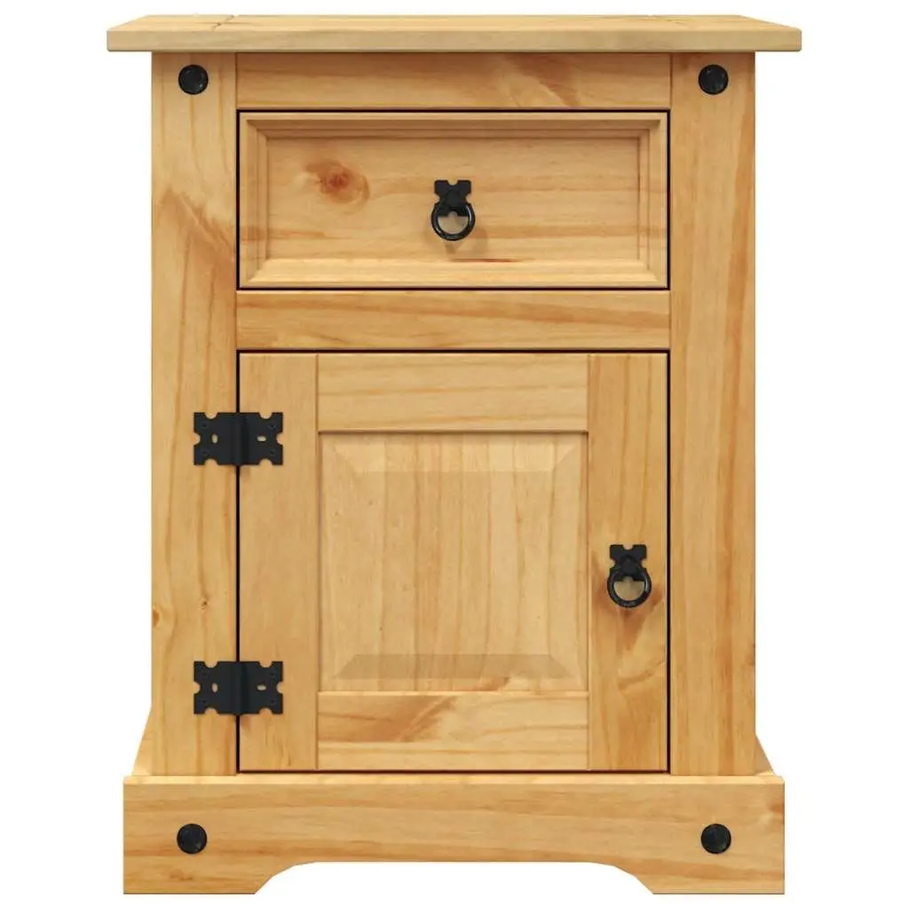 Bedside Cabinet Mexican Pine Corona Style Brown Wooden Nightstand Side Table