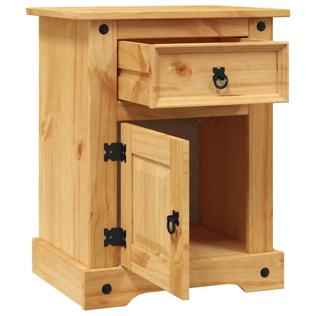 Bedside Cabinet Mexican Pine Corona Style Brown Wooden Nightstand Side Table