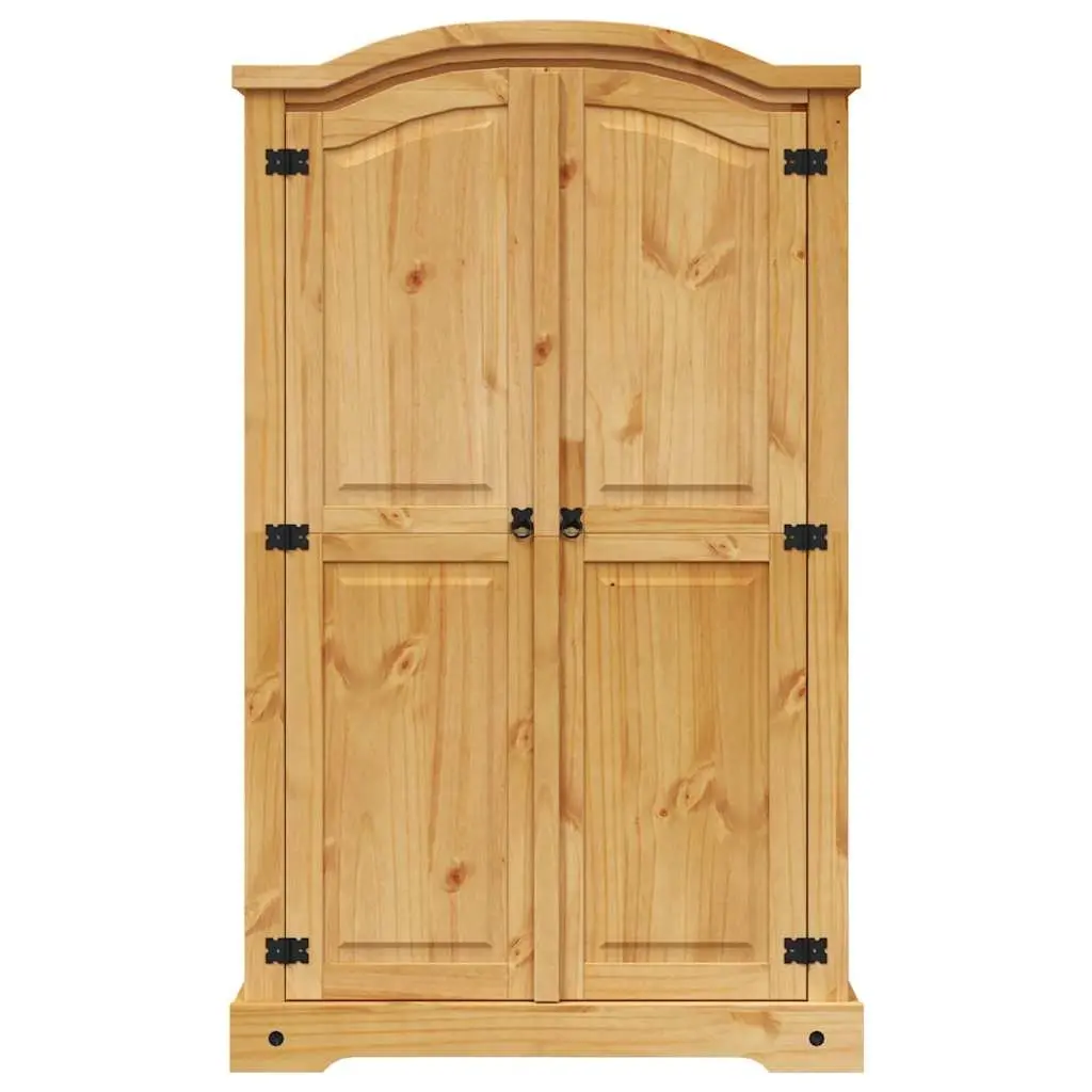Mexican Corona Style Wooden Wardrobe 2 Doors Brown Pine Bedroom Cupboard Storage
