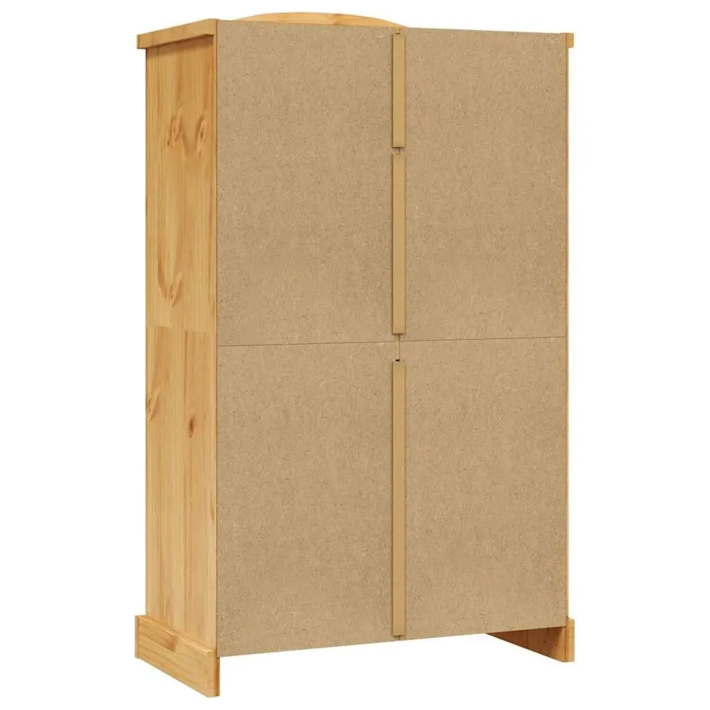 Mexican Corona Style Wooden Wardrobe 2 Doors Brown Pine Bedroom Cupboard Storage