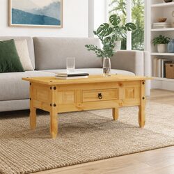 Coffee Table Mexican Corona Style Solid Pine Brown Living Room Accent Furniture