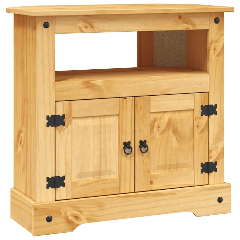Console Table Side Cabinet Mexican Pine Corona Style Brown Wooden End Table