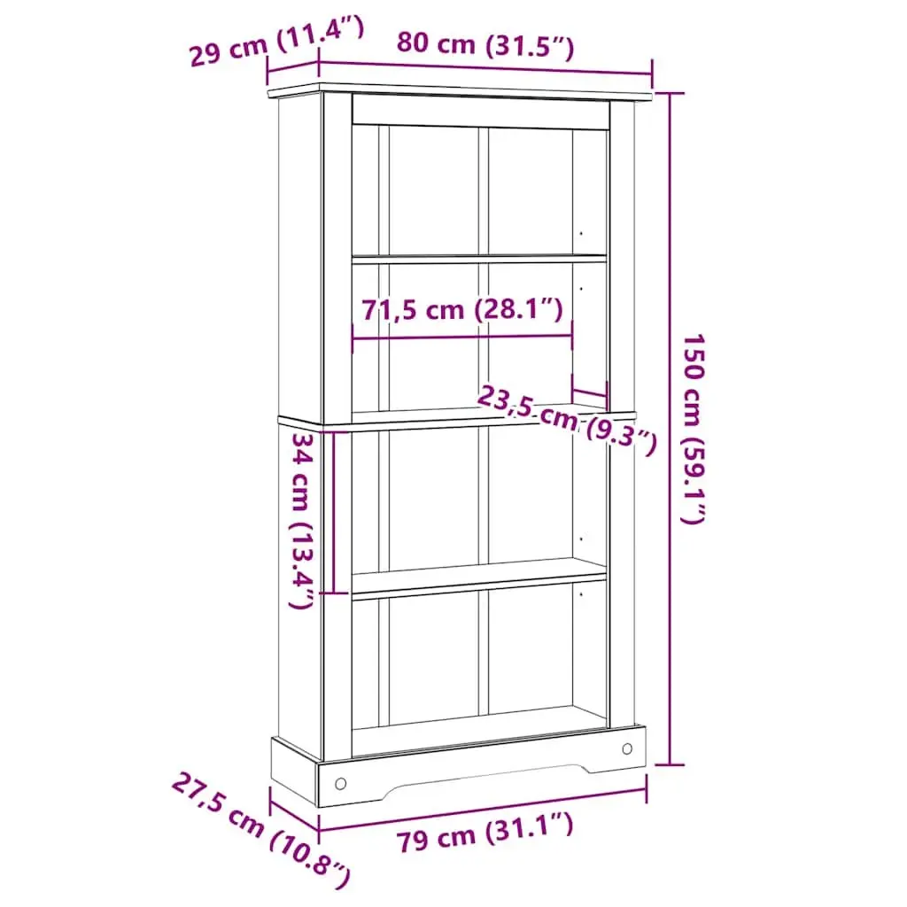 4-Shelf Bookcase in Brown