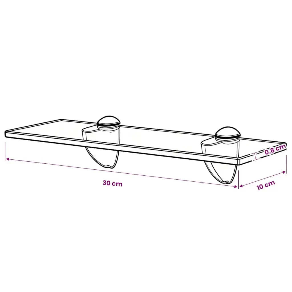 30x10 cm Floating Wall Shelf in Glass