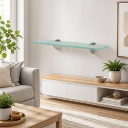 Floating Wall Shelf Transparent Glass 40x10cm Modern Display Bathroom Living