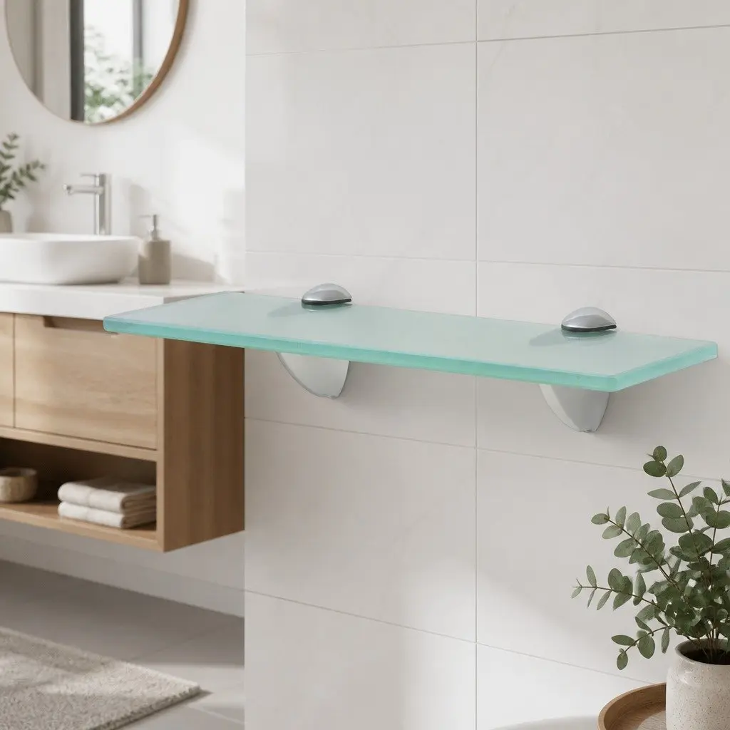 Floating Wall Shelf Transparent Glass 30x20 cm Modern Display Bracket