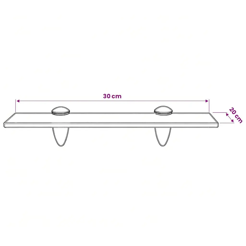 Floating Wall Shelf Transparent Glass 30x20 cm Modern Display Bracket