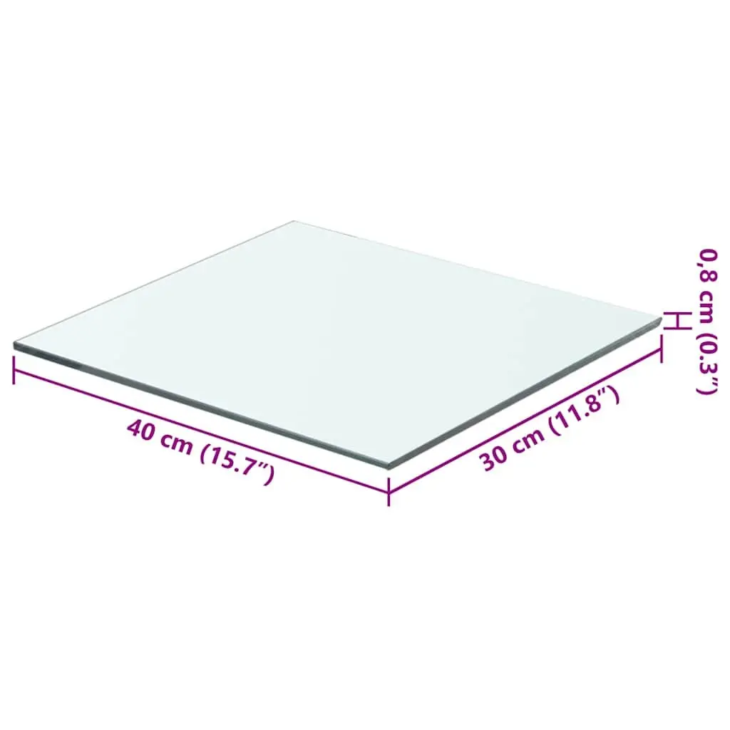 Glass Shelf Panel Clear Tempered 40x30cm Wall Mount Display