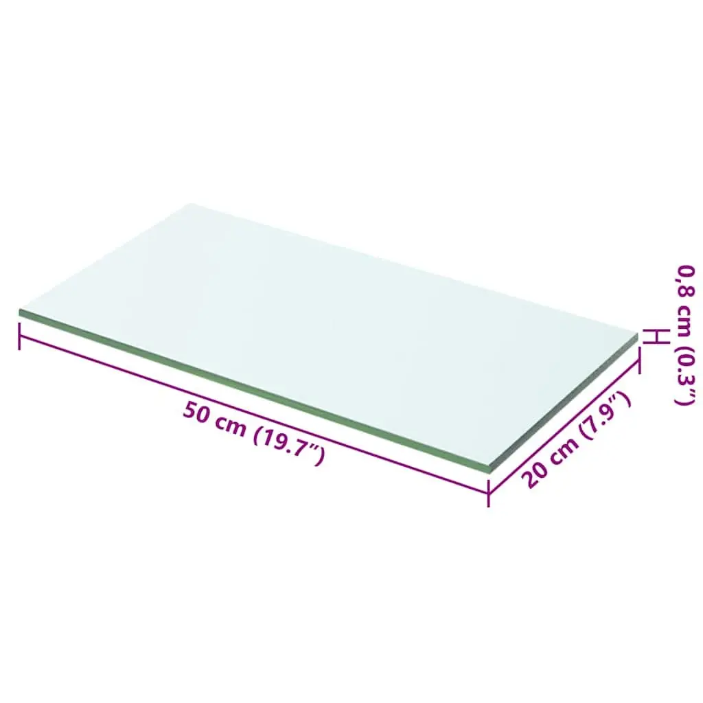 Glass Shelf Panel Clear 50x20 cm Wall Mount Display Shelving Tempered Glass