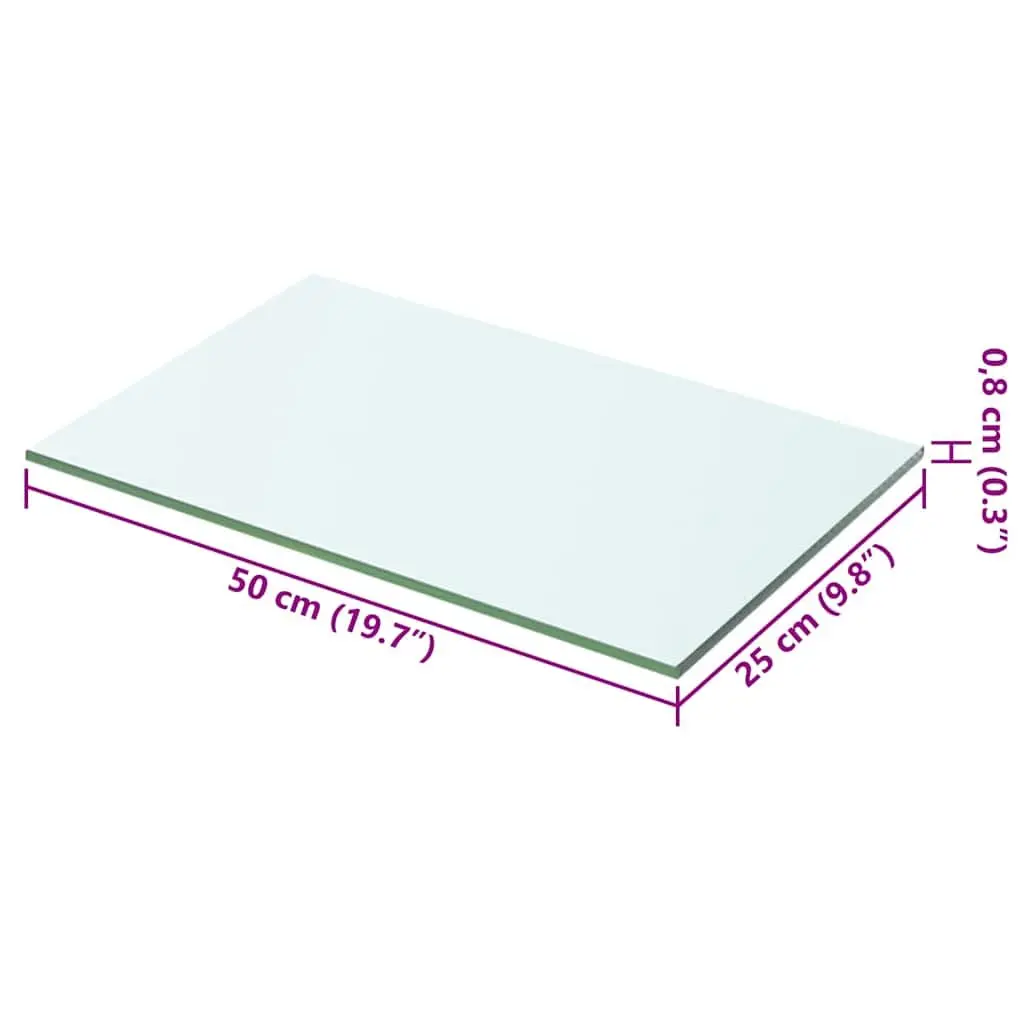 Glass Shelf Panel Transparent 50 x 25 cm Tempered Glass Wall Display Mount Shelving Unit