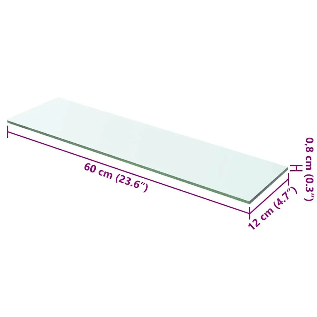 Glass Shelf Panel Clear Transparent 60x12 cm