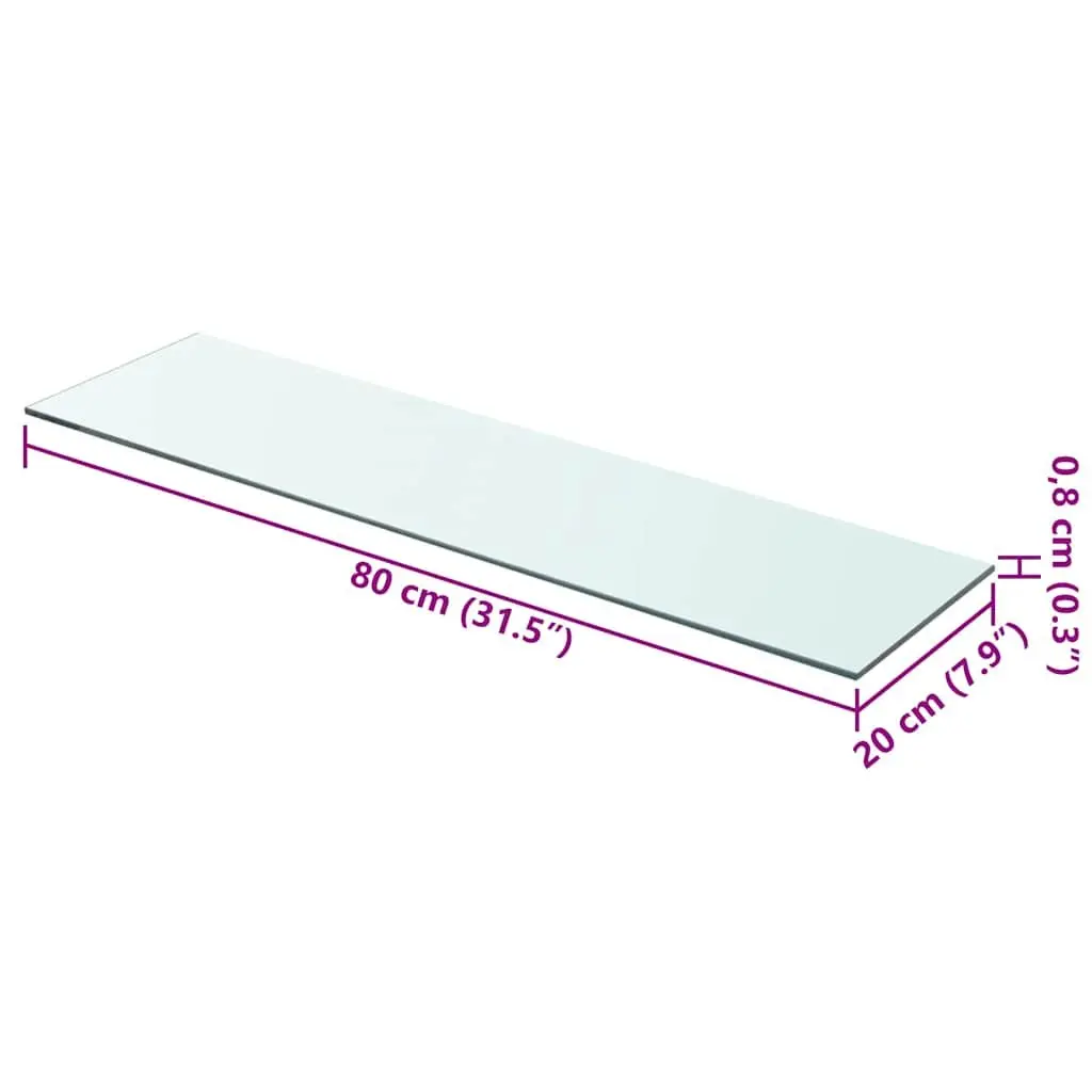 Tempered Glass Shelf Panel 80x20 cm Clear Wall Display Shelving Slatwall Bracket