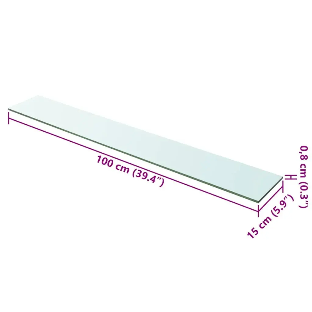 Glass Shelf Panel Clear Tempered Glass 100x15cm