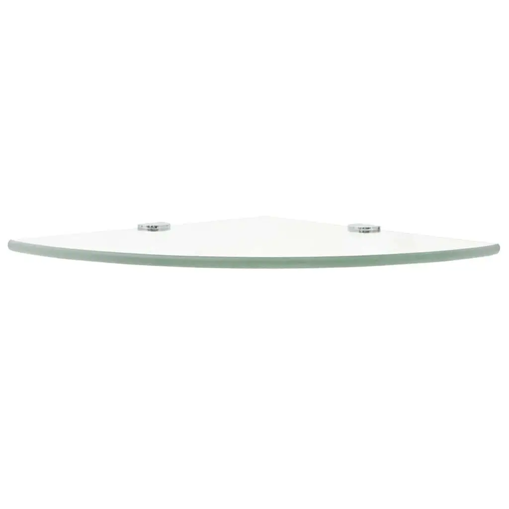 Corner Wall Shelf Tempered Glass Clear Floating Storage Kitchen Bathroom 35x35cm