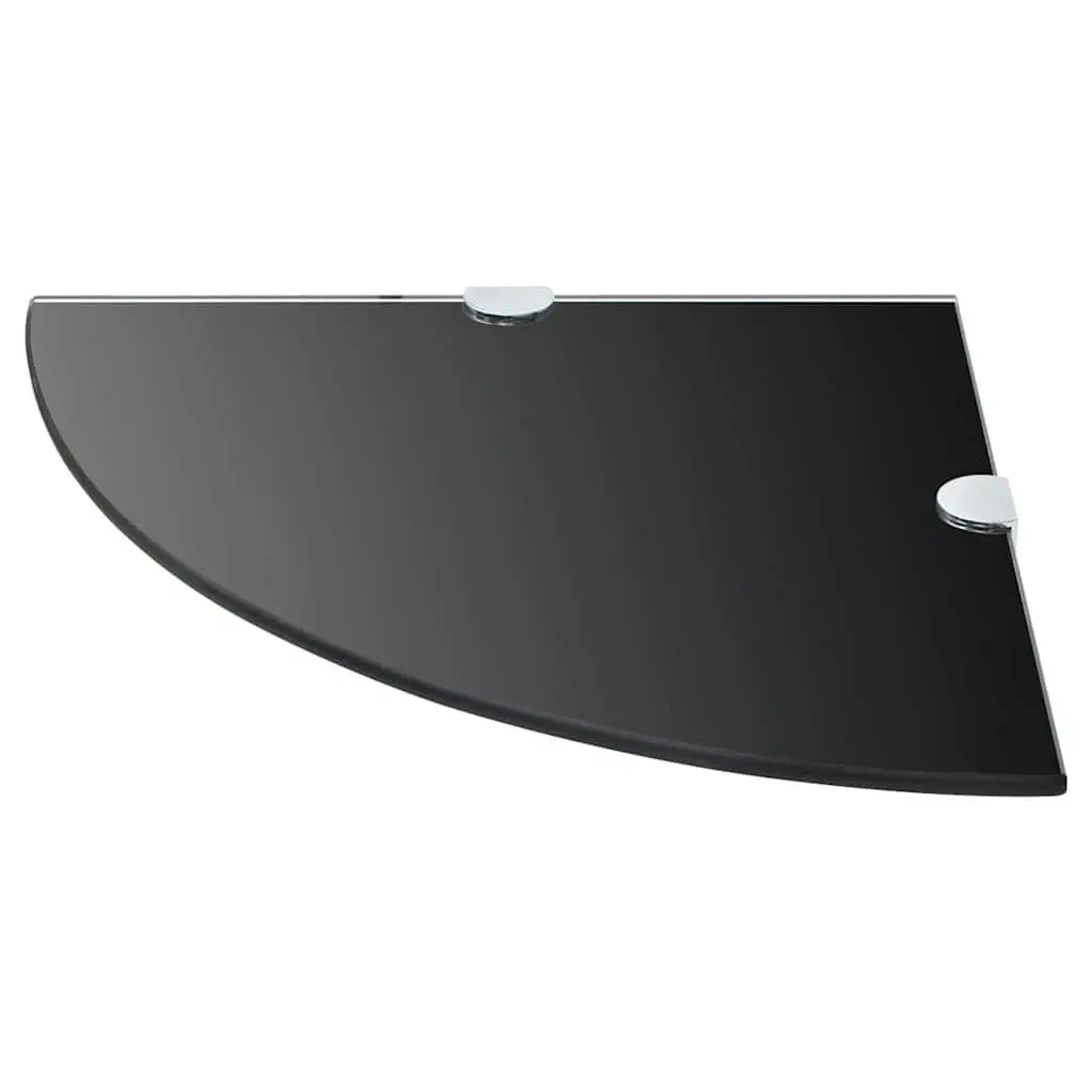 Corner Wall Shelf Black Glass Floating 25cm