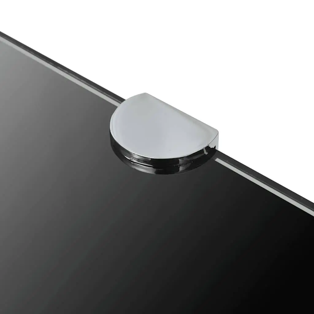 Corner Wall Shelf Black Glass Floating 25cm