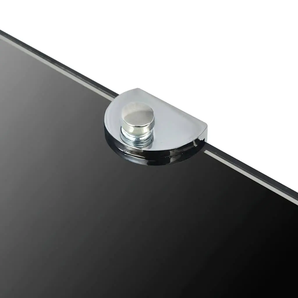 Corner Wall Shelf Black Glass Floating 25cm