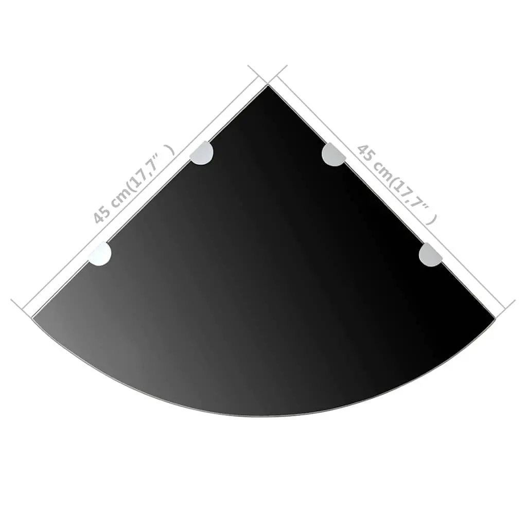 Corner Wall Shelf Black Glass Floating Storage Kitchen Bathroom Display Ledge