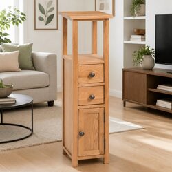 Friendly Solid Oak Corner Storage Cabinet 26x26x94cm
