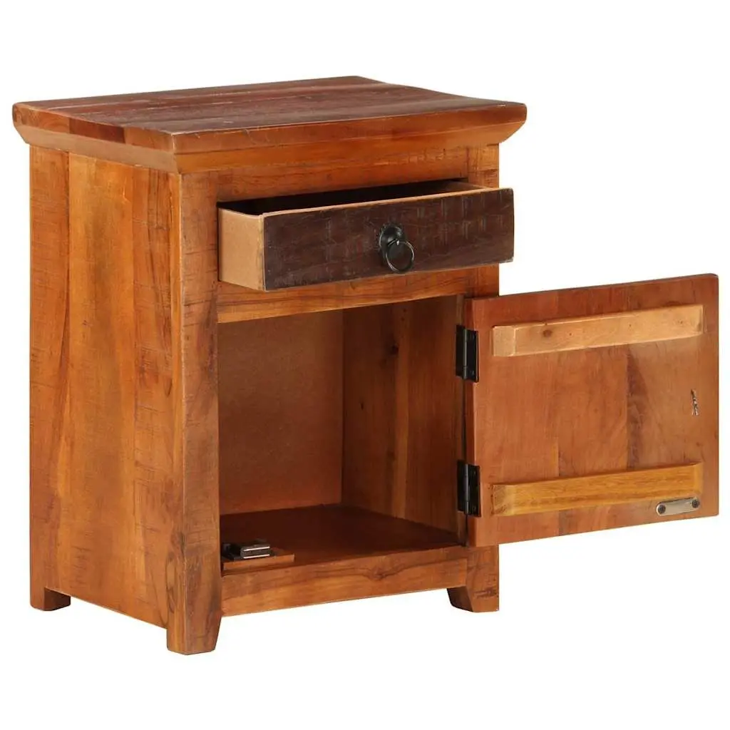 Bedside Table Solid Acacia Reclaimed Wood Nightstand with Drawer Cabinet Storage