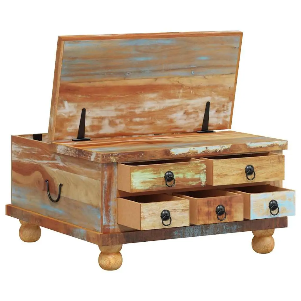 Coffee Table Reclaimed Wood Industrial Vintage 70x70x38 cm Brown Drawers