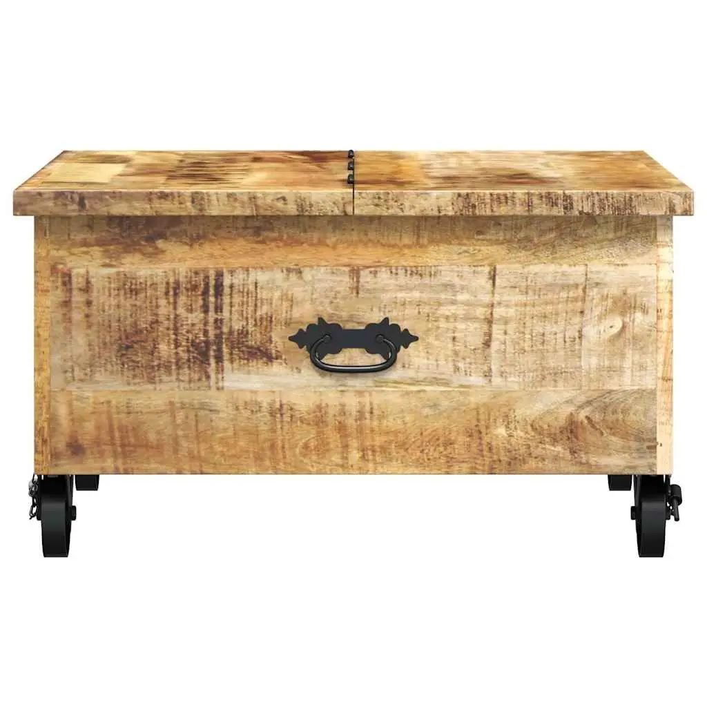 Industrial Wooden Coffee Table with Drawers 70 x 70 x 40 cm Solid Mango Wood
