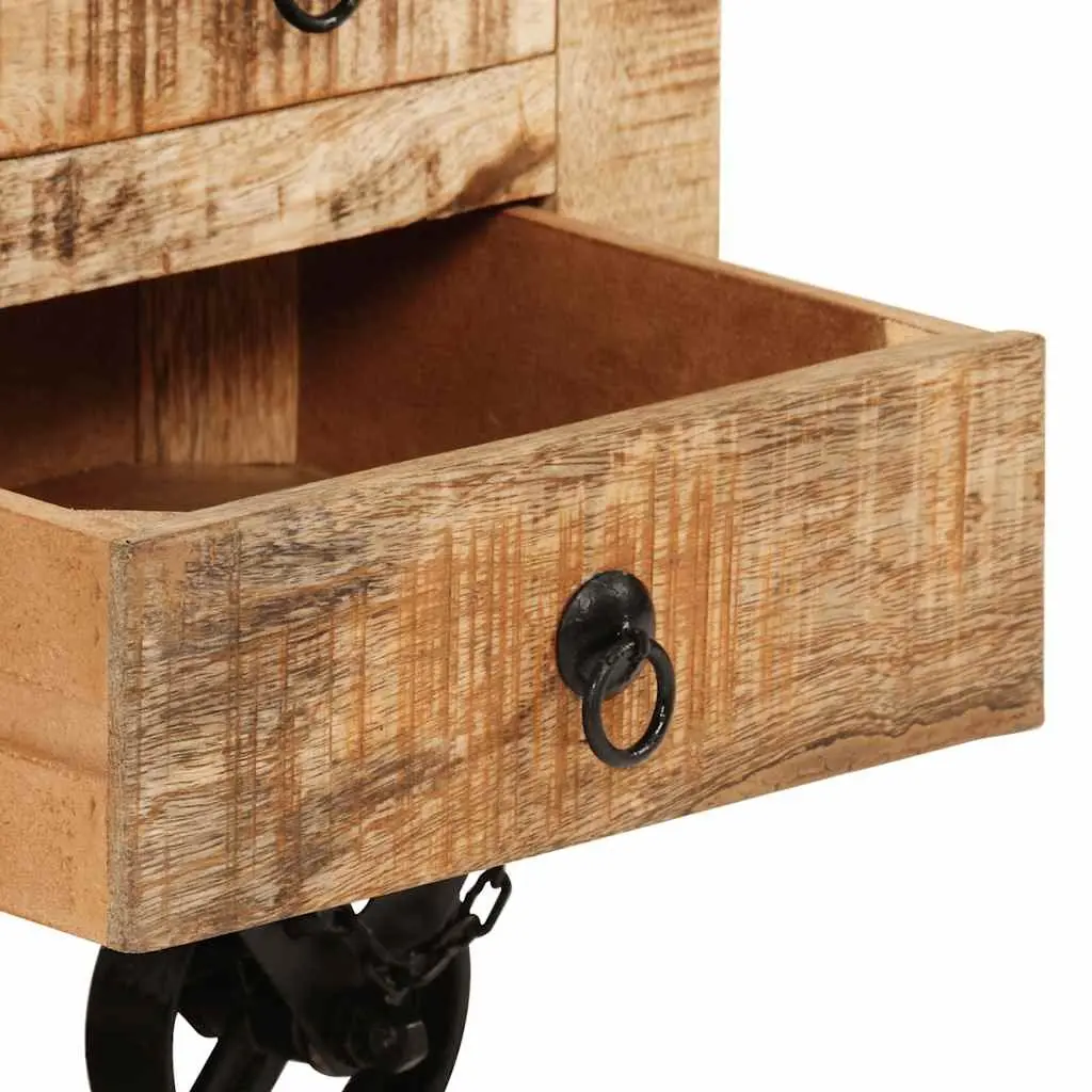 Industrial Wooden Coffee Table with Drawers 70 x 70 x 40 cm Solid Mango Wood