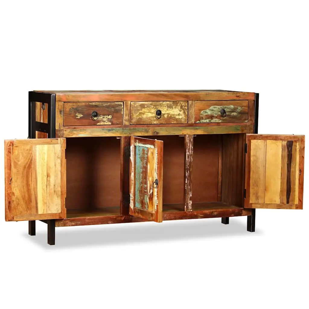 Sideboard Solid Reclaimed Wood 120x35x76cm Antique Style Buffet Cabinet with 3 Drawers and 3 Compartments