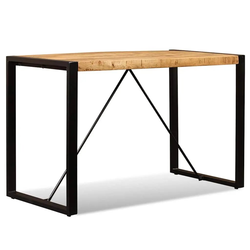 Dining Table Industrial Style Solid Rough Mango Wood 120cm Steel Legs