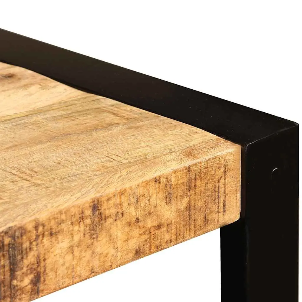 Dining Table Industrial Style Solid Rough Mango Wood 120cm Steel Legs