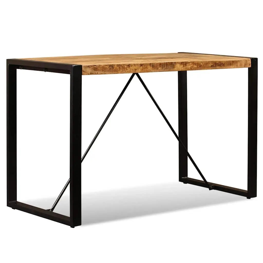 Dining Table Industrial Style Solid Rough Mango Wood 120cm Steel Legs