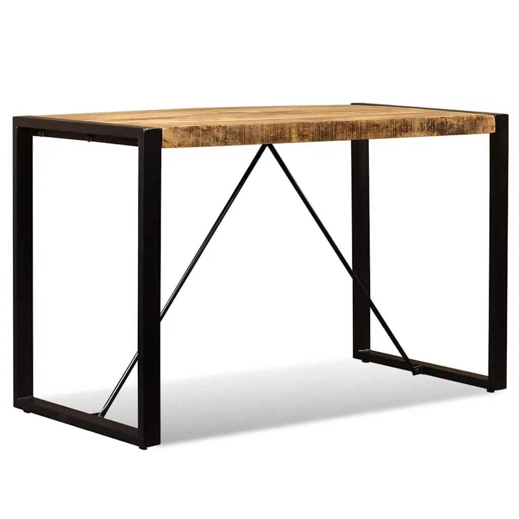 Dining Table Industrial Style Solid Rough Mango Wood 120cm Steel Legs