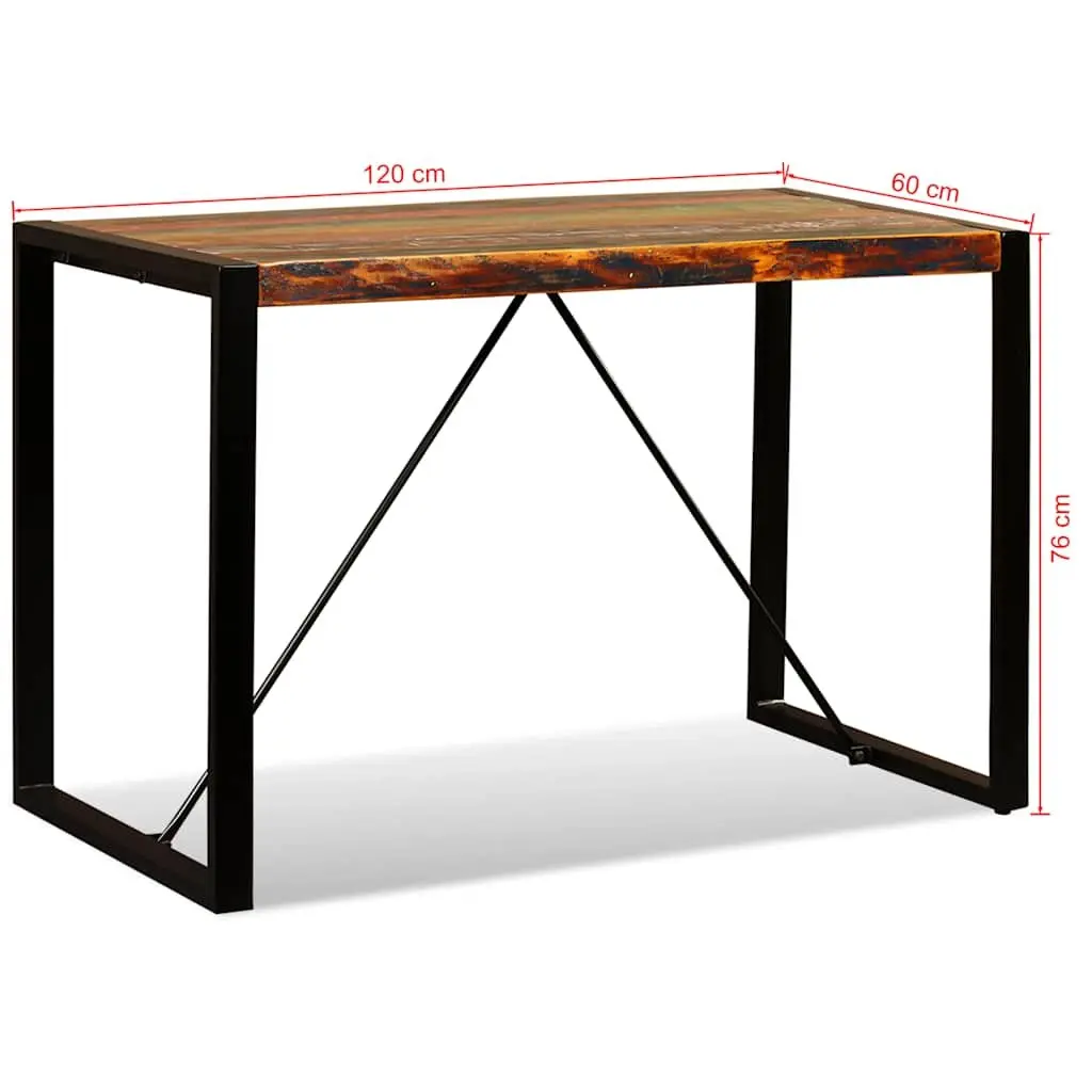 Dining Table Solid Reclaimed Wood Industrial Style 120cm