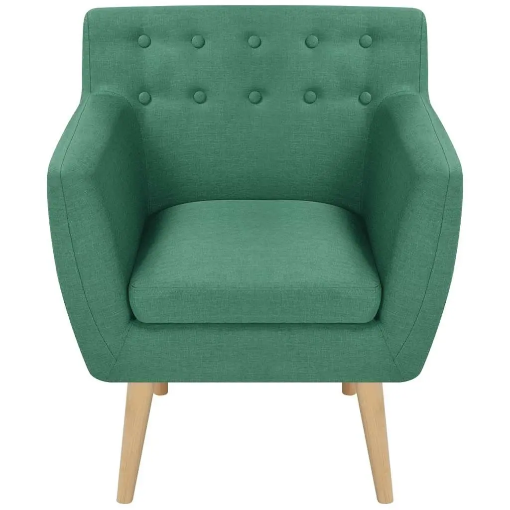 Armchair Green Fabric Upholstery Wooden Frame Padded Cushion