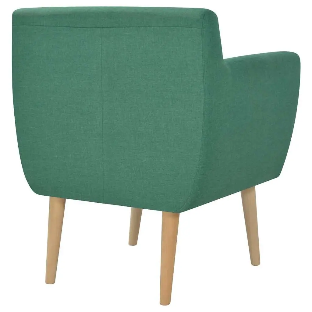 Armchair Green Fabric Upholstery Wooden Frame Padded Cushion