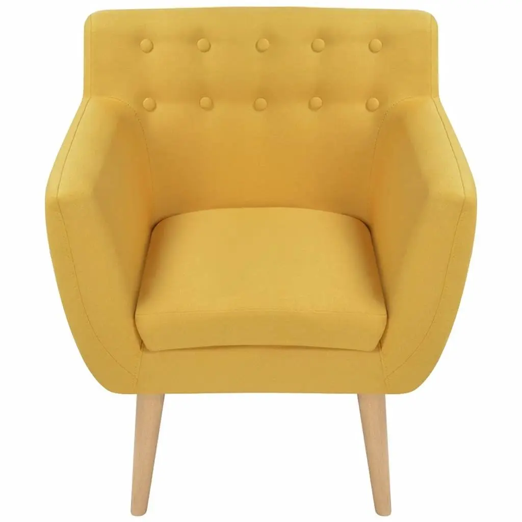 Armchair Yellow Fabric Modern Living Room Lounge Seat Wooden Frame Padded