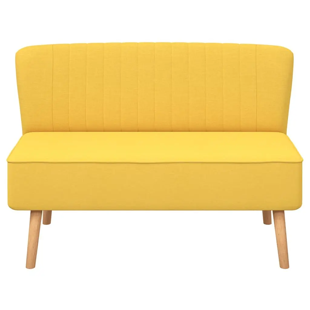 2-Seater Sofa Yellow Fabric Living Room Furniture Modern Design Padded Seat