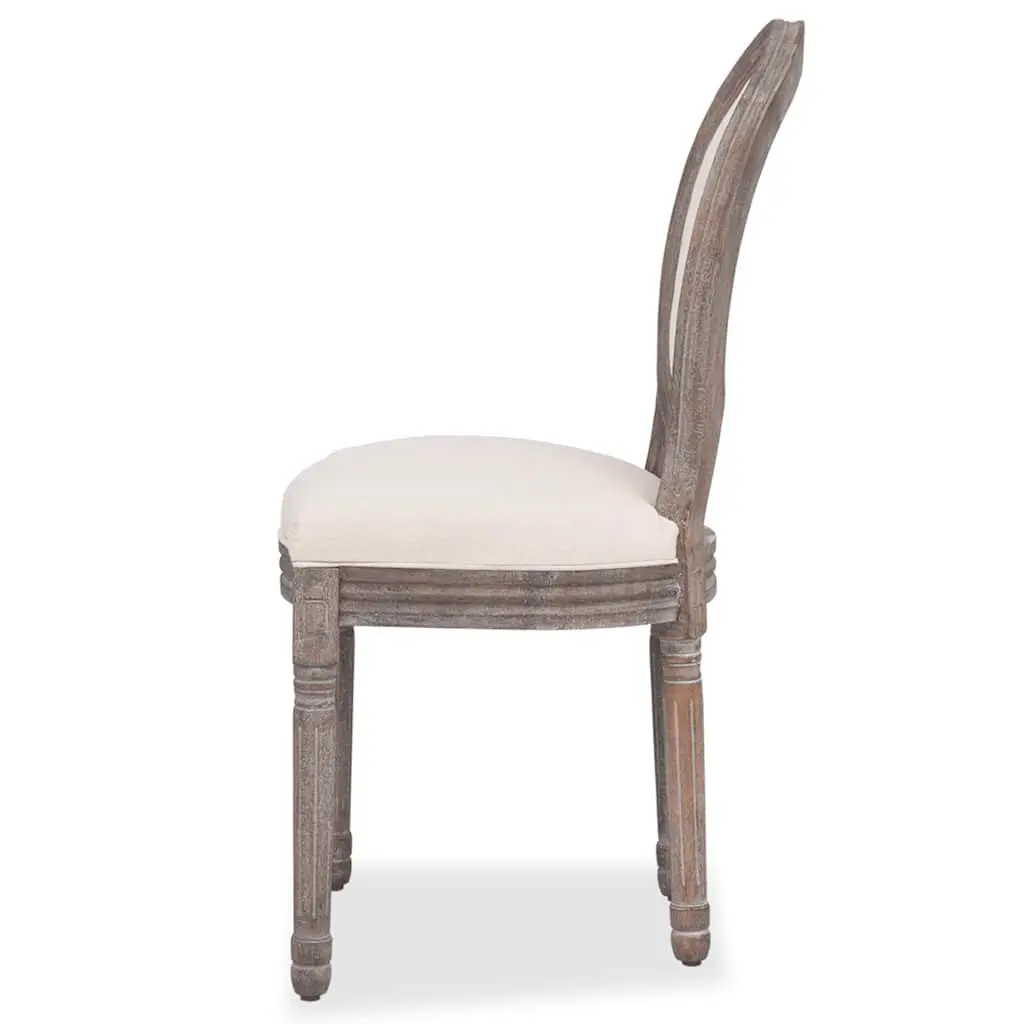 Dining Chairs Cream Fabric Padded Seat Wooden Legs 2 Piece
