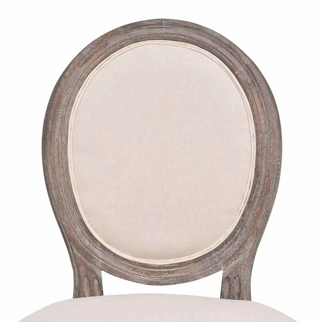 Dining Chairs Cream Fabric Padded Seat Wooden Legs 2 Piece