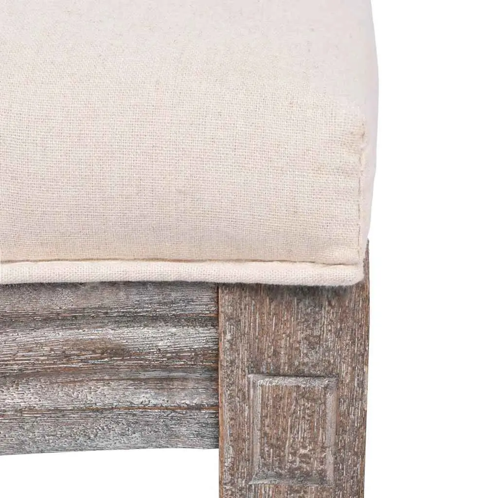 Dining Chairs Cream Fabric Padded Seat Wooden Legs 2 Piece