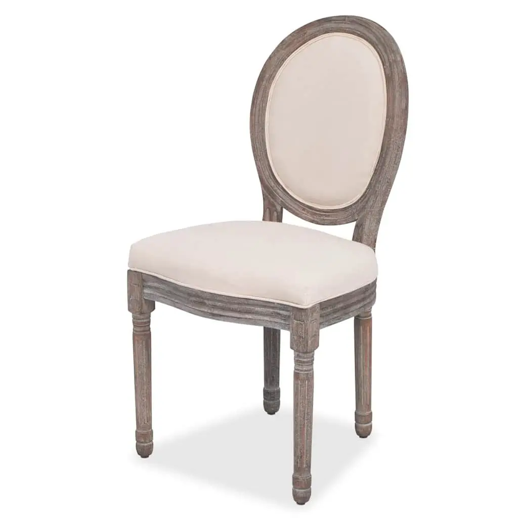 Dining Chairs Set of 4 Cream Linen Upholstered Padded Seats Kitchen Room