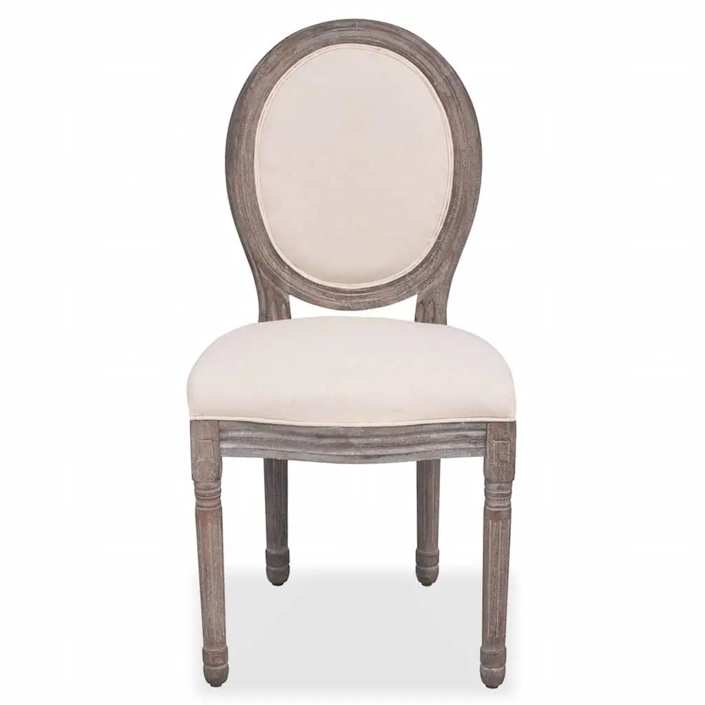 Dining Chairs Set of 4 Cream Linen Upholstered Padded Seats Kitchen Room