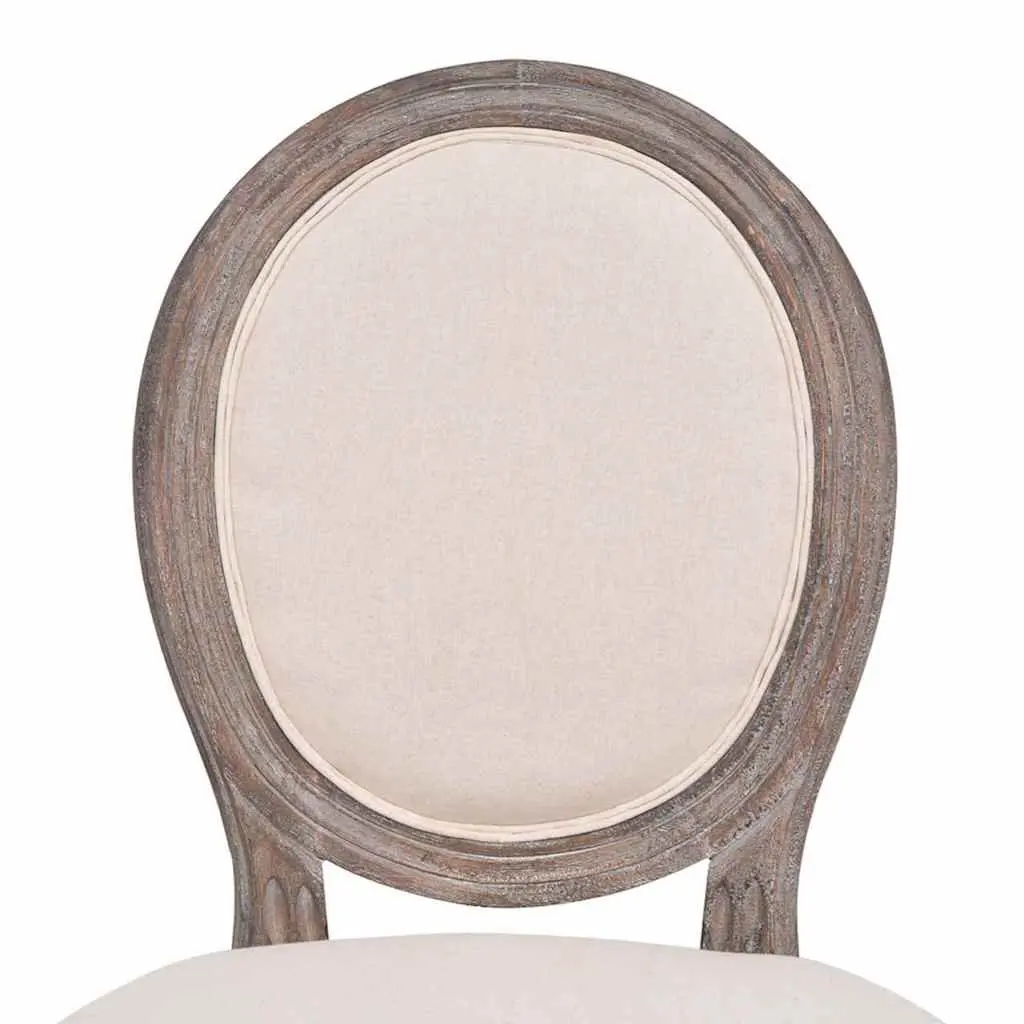 Dining Chairs Set of 4 Cream Linen Upholstered Padded Seats Kitchen Room