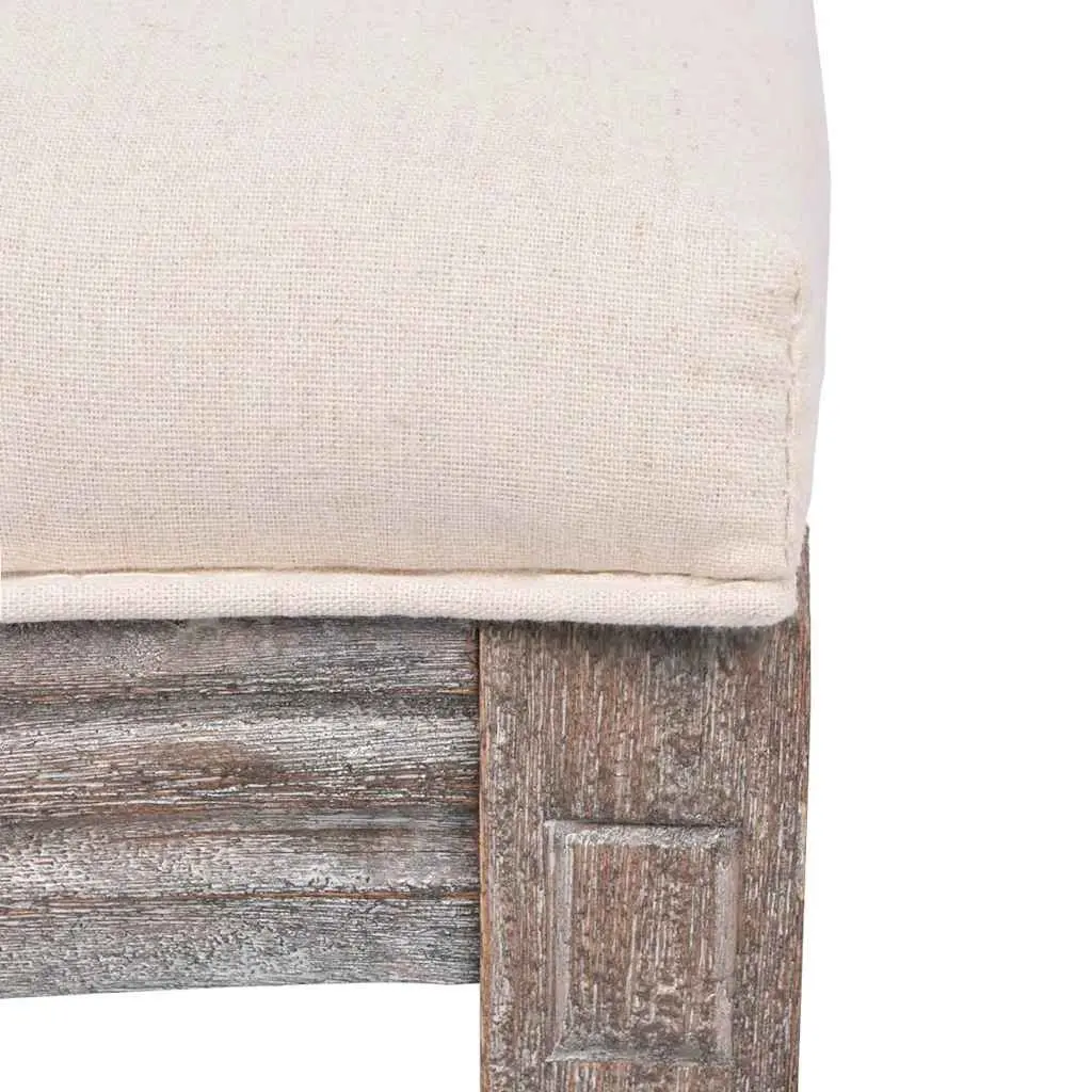 Dining Chairs Set of 4 Cream Linen Upholstered Padded Seats Kitchen Room